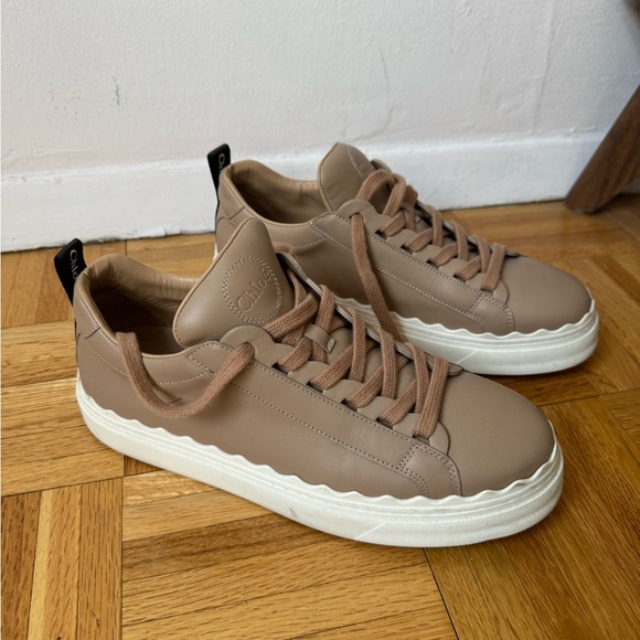 Chloe Scallop Sneakers in Beige - Picture 1 of 7